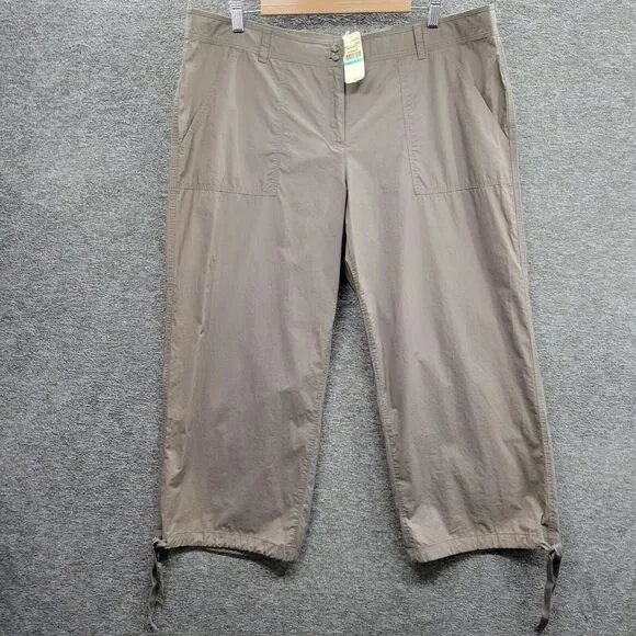 Tommy Bahama Pants Women's 16 Gray Snappy Poplin Crop Relax Fit NWT (MSRP $88) - Picture 1 of 11